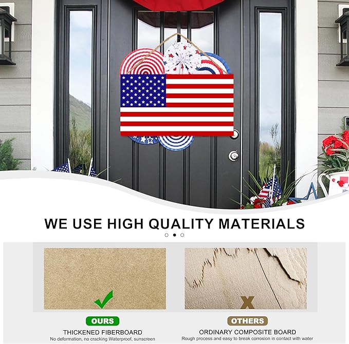 American Flag Door Hanging Sign，Farmhouse Patriotism Artwork Decorations Signs - Image 6