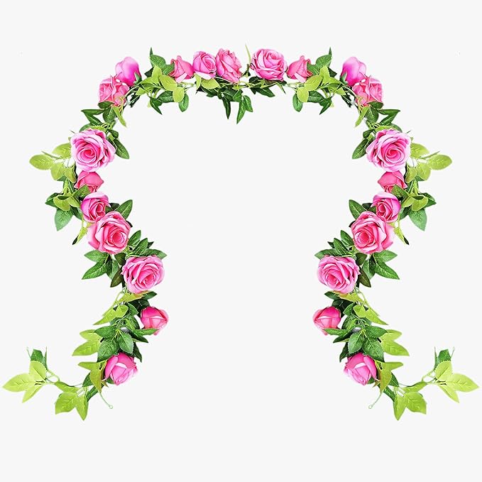 UKELER 2 Pack Artificial Rose Vines Silk Flower Garland Artificial Floral Plant by Ukeler