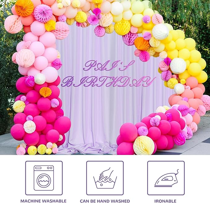 MEETSKY 10ft x 8ft Light Purple Backdrop Curtain - Image 6