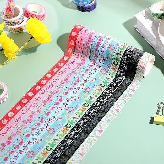 TaoBary 33 Rolls Holiday Plaid Washi Tape, 15 mm Seasonal Washi Tape Set - Image 4