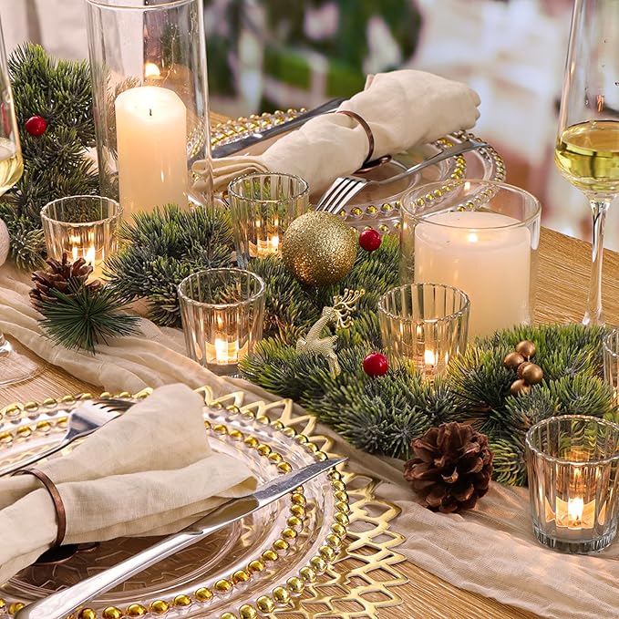 8pcs Vintage Ribbed Votive Candle Holders, Glass Candle Holder - Image 6