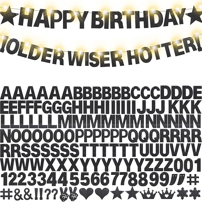 167Pcs DIY Glitter Customizable Banner Kit Happy Birthday Custom Letters Banner - Image 7
