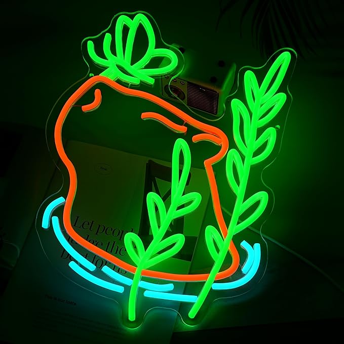 LISIGNVE Capybara Swim Neon Sign Butterfly Led Sign Dimmable Switch Cartoon - Image 4
