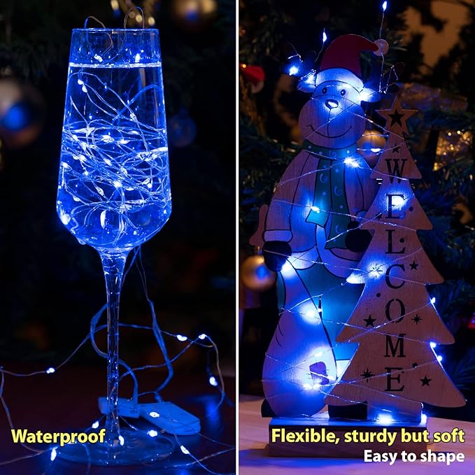 HXWEIYE 12 Pack 7ft 20LED Blue Fairy Lights Battery Operated - Image 4