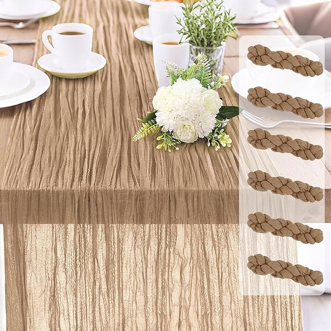 6-Pack Khaki Cheesecloth Table Runners – 10FT Boho Rustic Gauze Fabric Cheese by Unknown