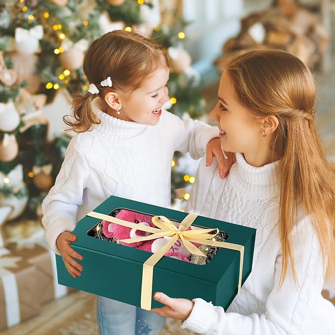 Green Large Gift Boxes with Window, 13.5"x9"x4.3" Bridesmaid Boxe - Image 7
