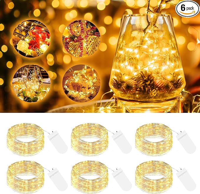 btfarm 6 Pack LED Fairy Lights Battery Operated, 7ft 20LED Mini String Lights by btfarmdecorativelighting