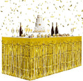 2 Pack Gold Table Skirts, 29x108" Metallic Foil Tinsel Fringe Table Skirts by Unknown