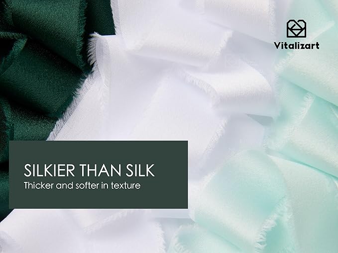 Vitalizart Silk Like Satin Ribbon 1 inch x 18 Yard Mixed Color Handmade Frayed - Image 3