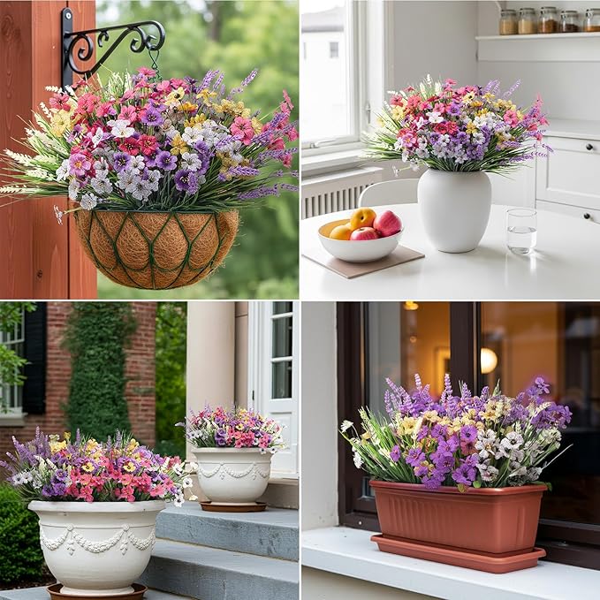 Artificial Flowers for Outdoors 24 Bundles, UV Resistant Colorful Fake Silk - Image 5