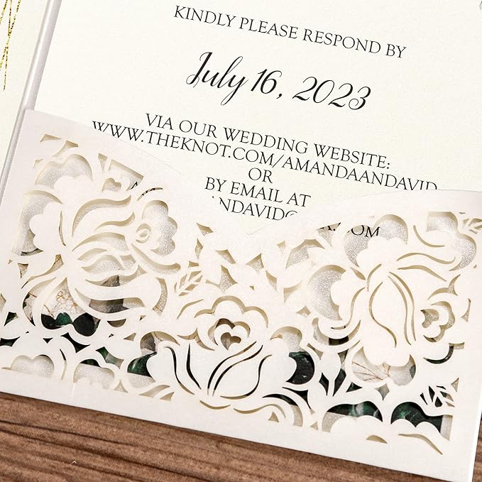 DORIS HOME 50pcs Laser Cut Wedding Invitations - Image 6