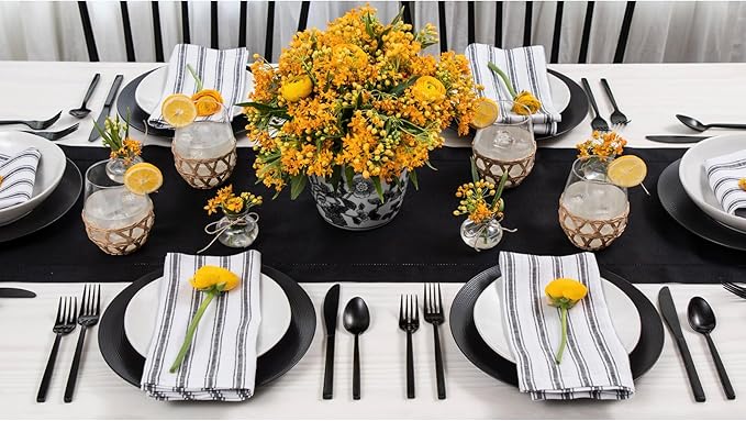 Solino Home Linen Black Table Runner 60 Inches - Image 9