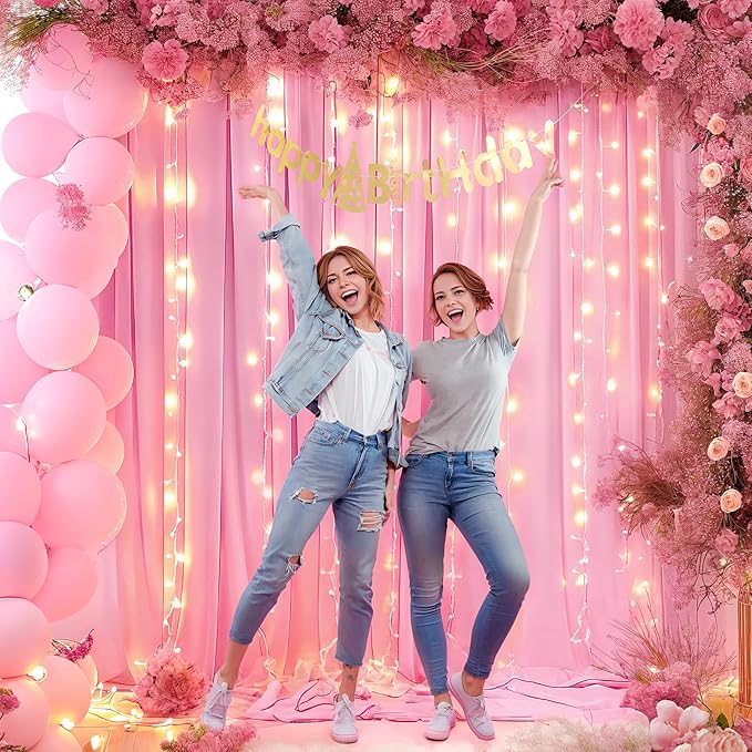 Pink Backdrop Curtains with Lights - Image 7