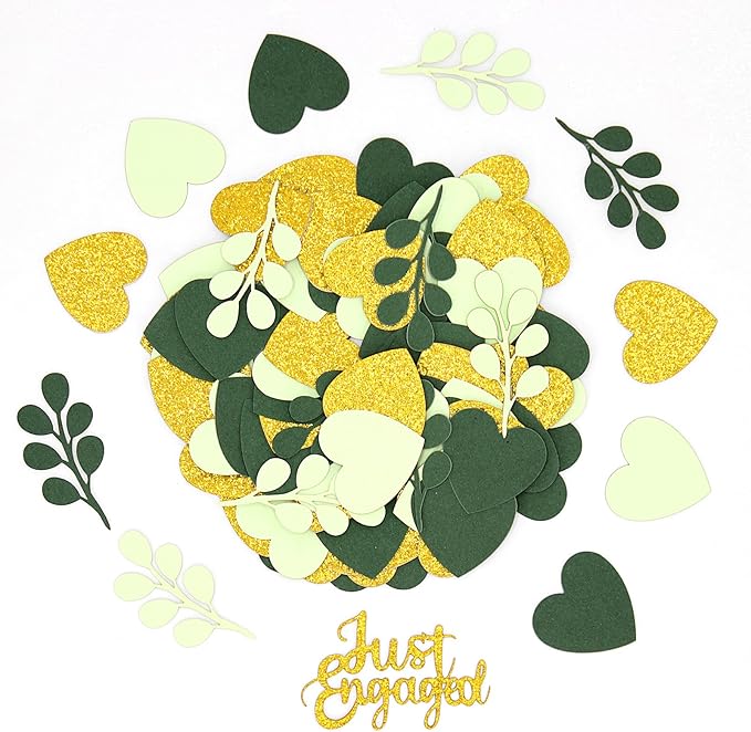 200PC Greenery Engagement Party Decorations Sage Green and Gold Heart - Image 7