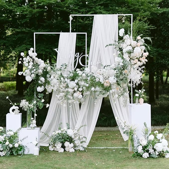 Wokceer Wedding Arch Draping Fabric 3 Panels 28.7" x 20FT White Drapes Sheer - Image 6