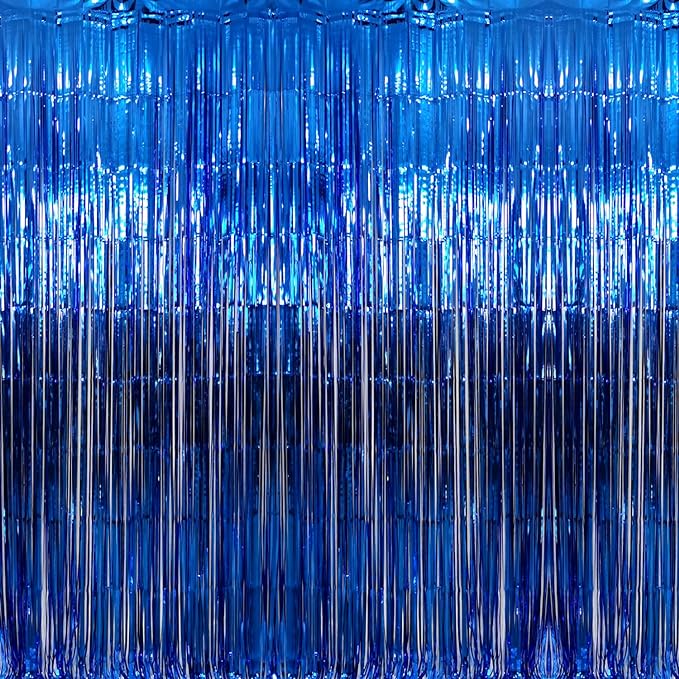 GOER 3.2 ft x 9.8 ft Metallic Tinsel Foil Fringe Curtains Party Photo Backdrop by GOER