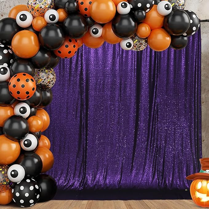 Eternal Beauty Purple Sequin Backdrop, 6x6 Ft Halloween Glitter Background - Image 2