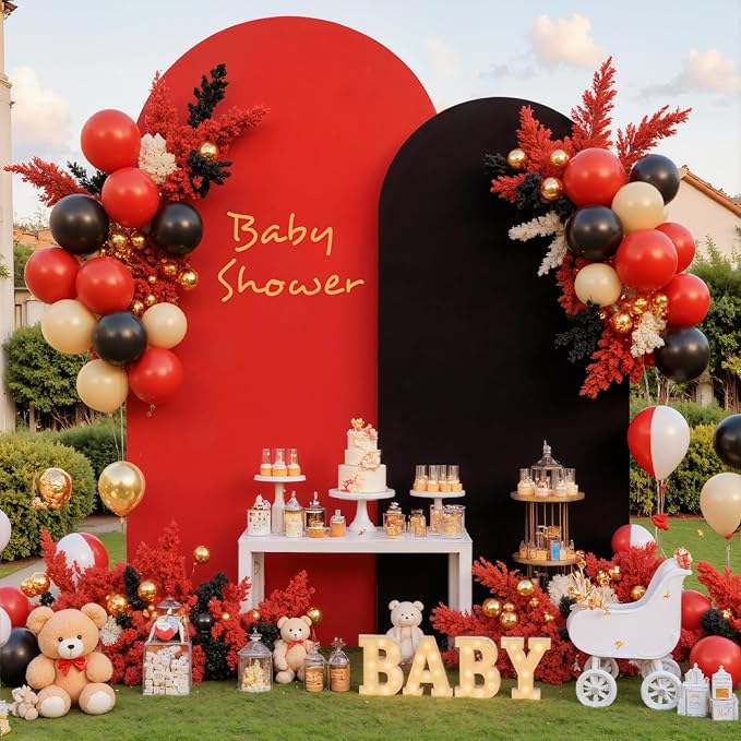 Red Black Arch Backdrop Cover for Wedding, Birthday Party Decor, Chiara - Image 6