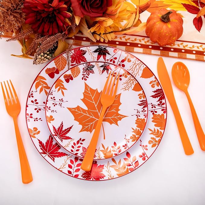 NOCCUR 180PCS Thanksgiving Plastic Silverware Disposable - Image 3