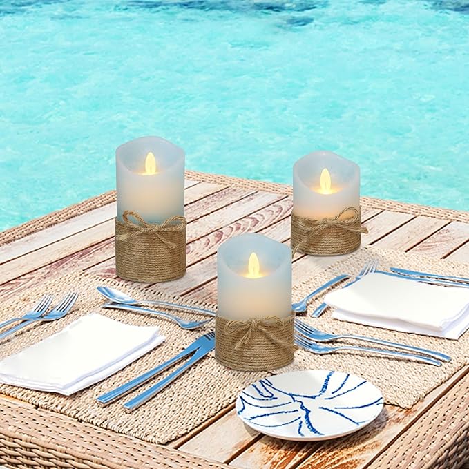 Silverstro Nautical Decor Ocean Blue Flameless Candles - Image 2