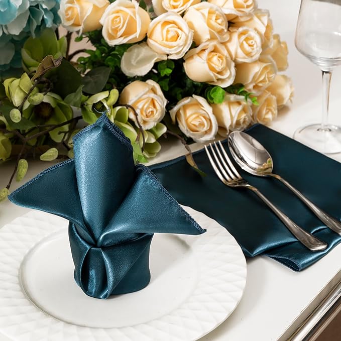 36 Pack Square Satin Dinner Napkins, 16x16 Inches Silky Soft Smooth Table Cloth - Image 6