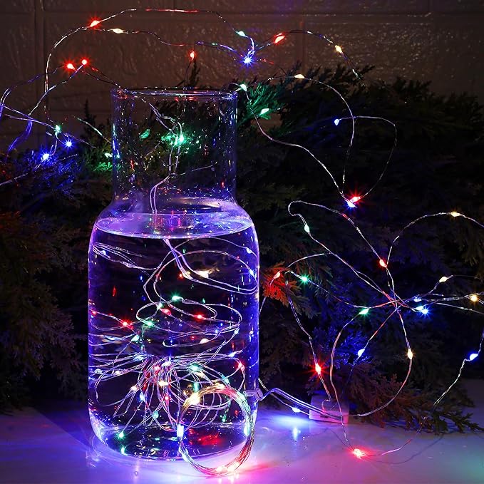 WATERGLIDE 12 Pack Colorful Fairy Lights Battery Operated, 7 ft 20 LED Mini - Image 5