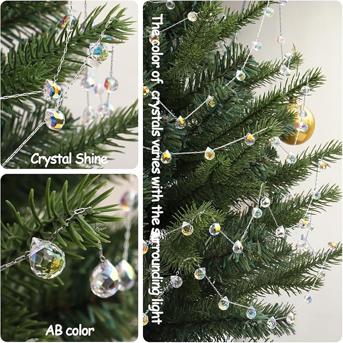 Christmas Garland, 9.8Ft Crystal Glass Beads Strands - Image 3