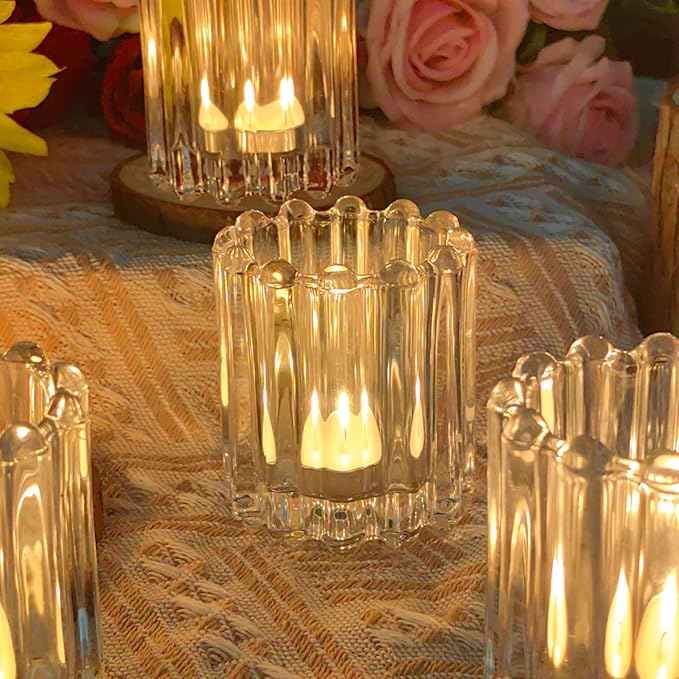 GOLDEAL 12Pcs Clear Glass Votive Candle Holders Tealight Holders Decorative - Image 8