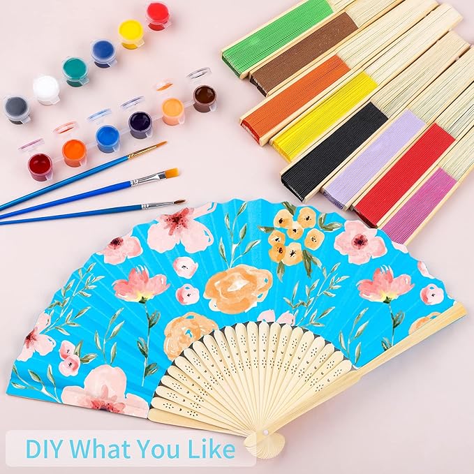 Aneco 36 Pieces Handheld Paper Fans Paper Folding Fans - Image 4
