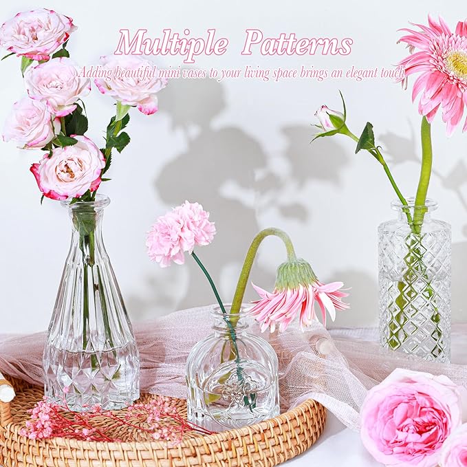 Clear Glass Bud Vases Set of 12, Mini Flower Vase - Image 4