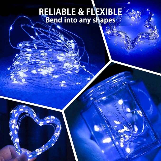 12 Pack Blue Fairy Lights 7Ft 20 LED Twinkle String Lights 3 Modes Battery - Image 5