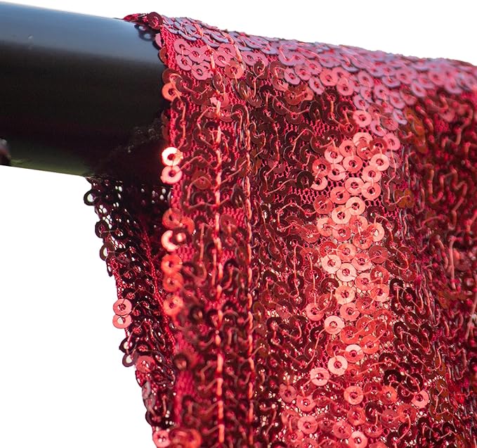 JYFLZQ Burgundy Sequin Backdrop Curtains 7ft x 7ft 1 Panel Glitter Photo Booth - Image 6