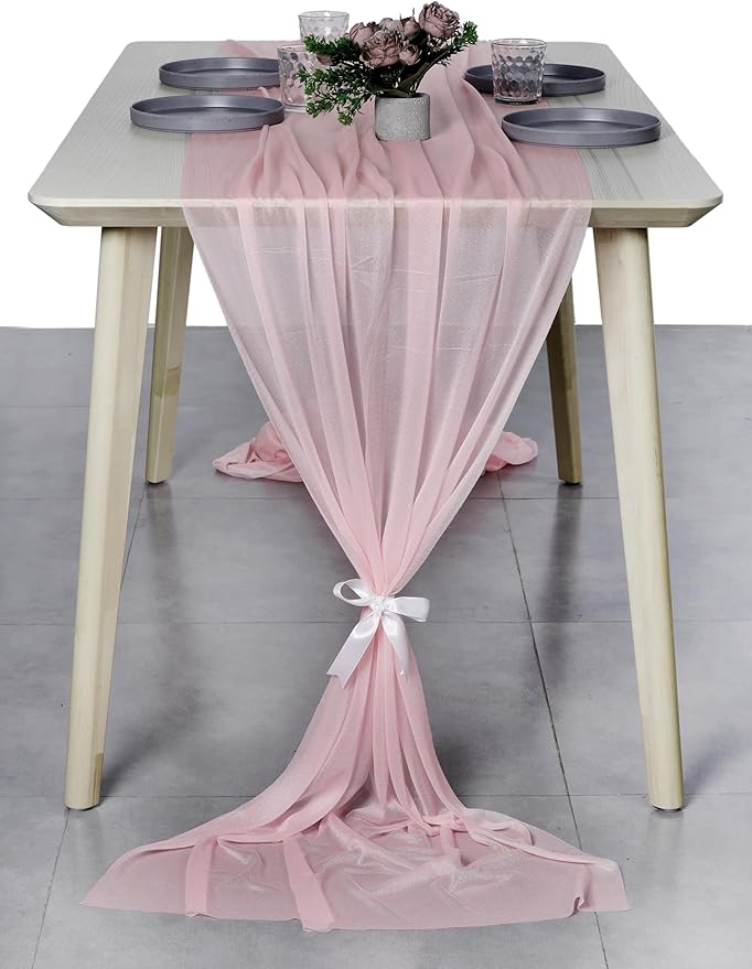MDS 15 Pack 10ft Chiffon Table Runner 29 x 120 Inches Sheer Wedding Runner - Image 8