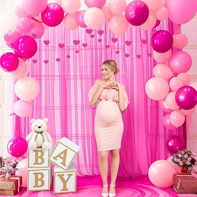 10x10ft Hot Pink Tulle Backdrop Curtain - Image 6