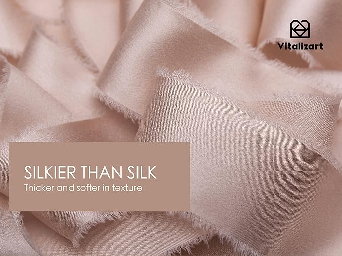 Vitalizart Silk Satin Ribbon 1 inch x 30 Yard Nude Handmade Frayed Ribbons - Image 3