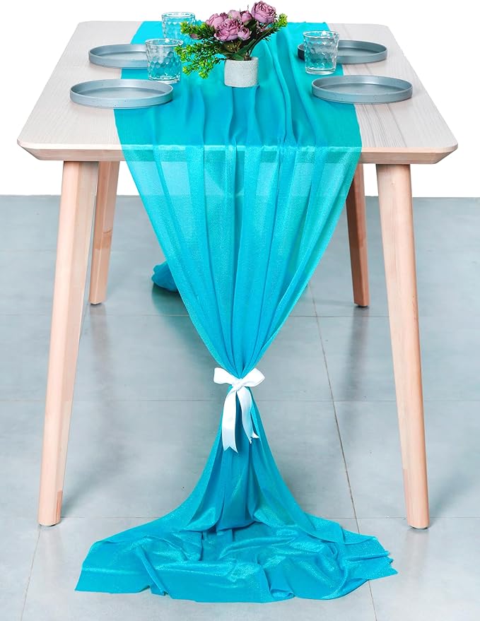 MDS 15 Pack 10ft Chiffon Table Runner 29 x 120 Inches Sheer Wedding Runner - Image 7