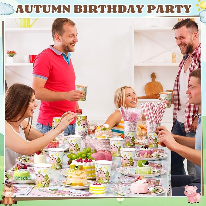 452 Pcs Pink Farm Animal Birthday Decorations - Image 4