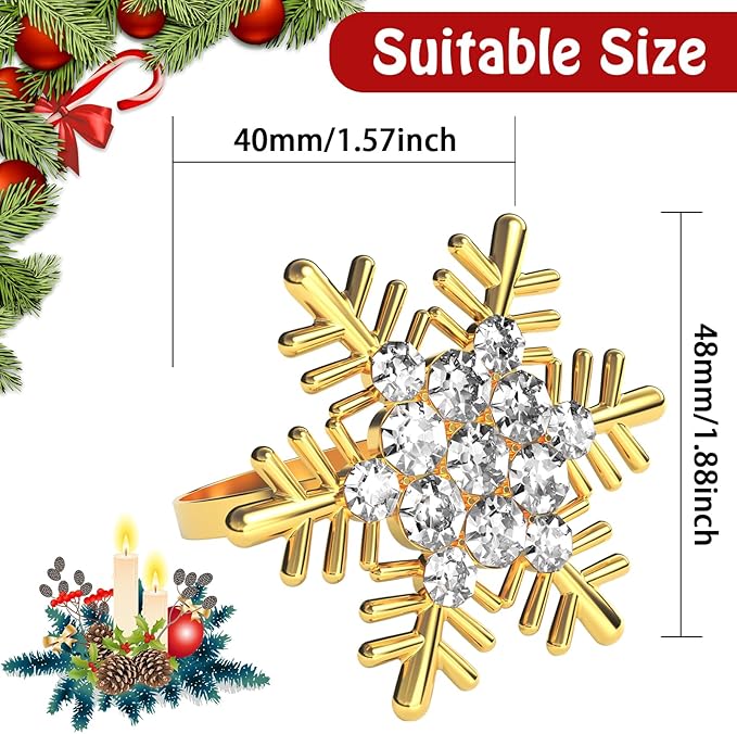Halatool Christmas Napkin Rings Set of 12, Party Table Decoration - Image 3
