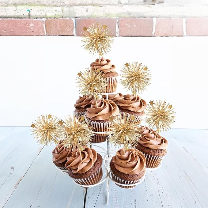Ephlyn 30Pcs Foil Firework Cupcake Toppers Party Birthday Cake Toppers Supplies - Image 5