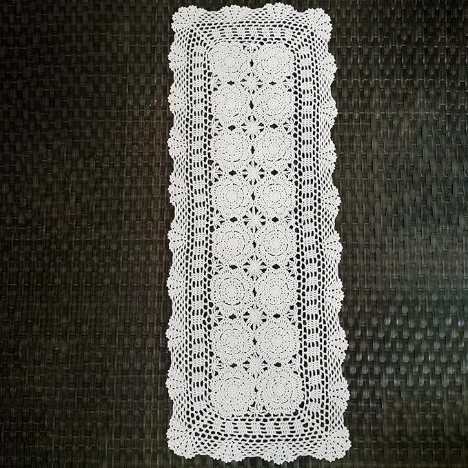 Phantomon Lace Table Runner Rectangular Table Cover Cloth Handmade Crochet - Image 5