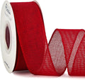 Ribbli Red Burlap Wired Ribbon, 1-1/2 Inch x 10 Yard, Wired Edge Ribbon by Ribbli