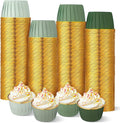 Geiserailie 100 Pcs Sage Green Cupcake Liners Gradient Green Cupcake Foil by Geiserailie
