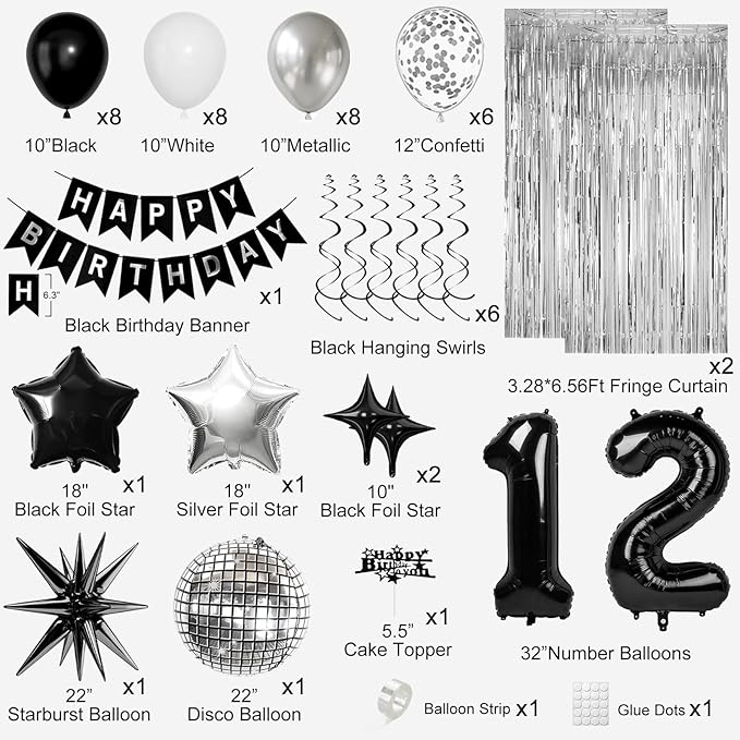 12th Birthday Decorations for Boys Girls, Fringe Curtains Kit - Image 2