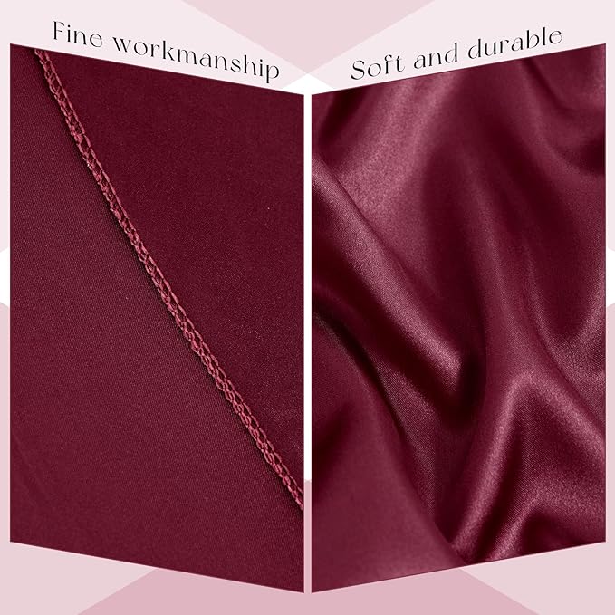 10 Packs Satin Tablecloth 120 Inch Burgundy Round Table Cloth Silk Tablecloth - Image 4