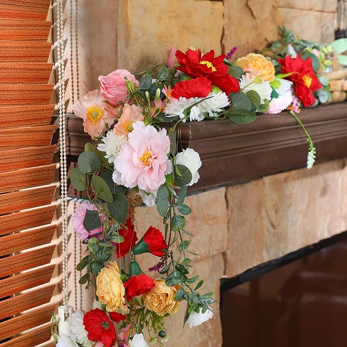 XunYee 6 Pcs 35.4 ft Flower Garlands Hanging Wildflower Backdrop Decoration - Image 4