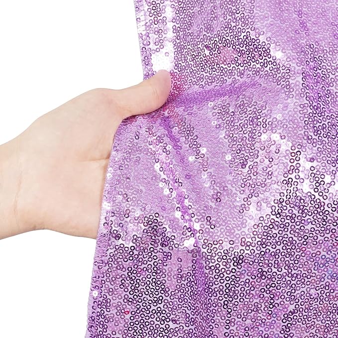 Poise3EHome 7Ft x 7Ft Lavender Sequin Backdrop, Glitter Thick Satin Sequin - Image 4