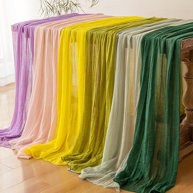 Yellow Table Runner Rustic Gauze Cheesecloth Table Runner 120 Inch 10 FT - Image 6