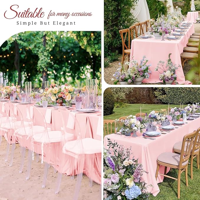 12 Pack Pink Tablecloths for Rectangle Tables 60 x 102 Inch Pink Polyester - Image 6