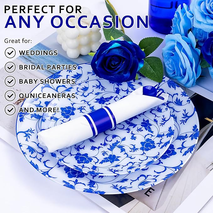 400PCS Pre Rolled Blue Plastic Silverware Sets - Image 8
