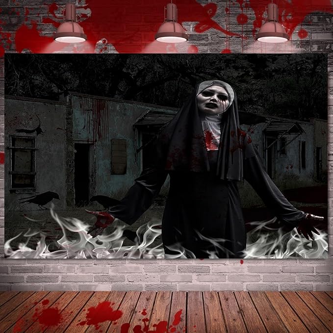 QGHOT Halloween Tapestry, Gothic Horror Movie Tapestry Wall Hanging Spooky - Image 3
